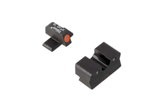 Trijicon HD XR Springfield XDs night sights feature a blacked out rear sight with wide U-notch and hi-vis orange front sight with tritium inserts.